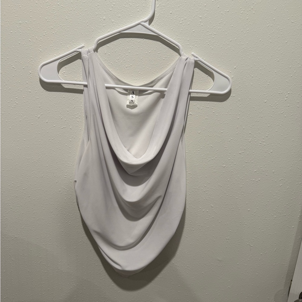 Elegant White Draped Tank Top